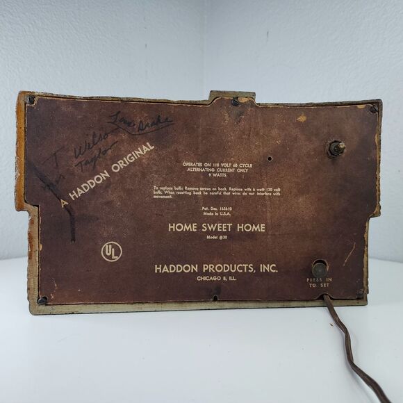 Vintage Haddon Home Sweet Home Lighted Clock Grandma Rocker Fireplace Model 30 U - Picture 6 of 16